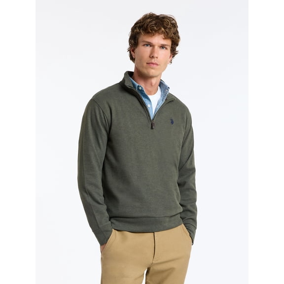 U.S. Polo Assn. Men's Premium Feel Herringbone Quarter Zip Pullover