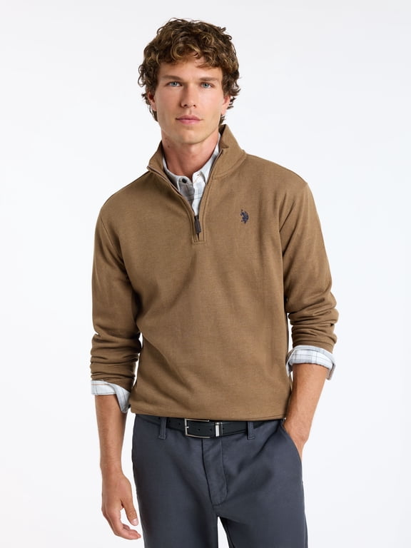 Men's Premium Feel Herringbone Quarter Zip Pullover