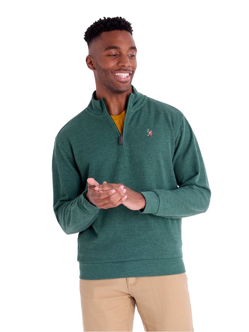 U.S. Polo Assn. Men's Quarter Zip Flatback - Walmart.com