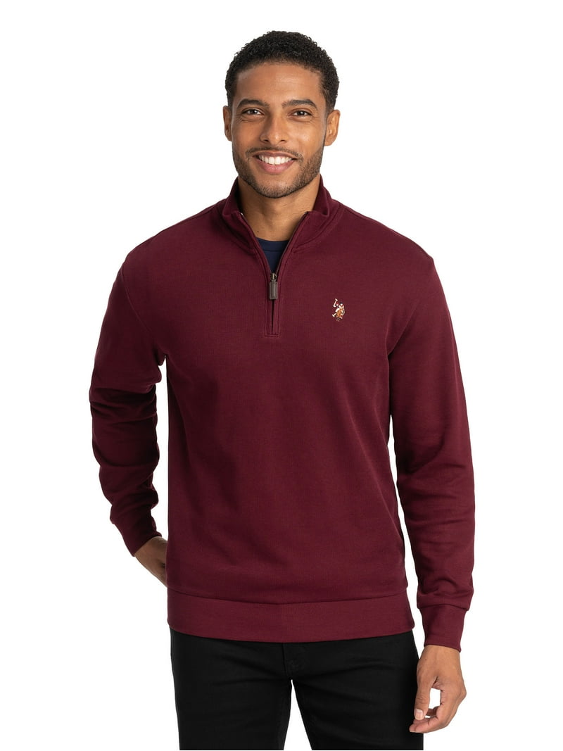U.S. Polo Assn. Men's Quarter Zip Flatback - Walmart.com