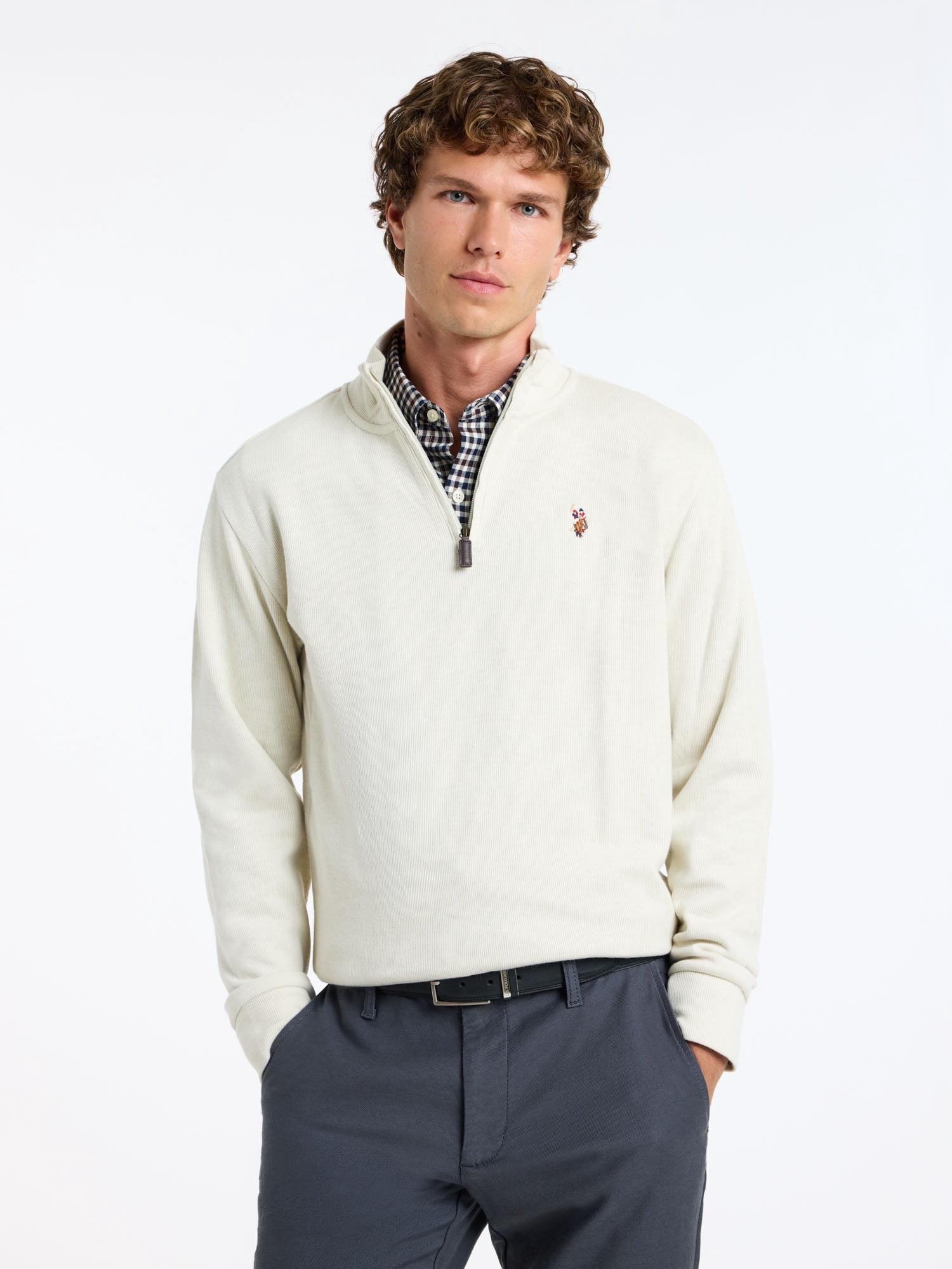 U.S. Polo Assn. Men's Quarter Zip Flatback