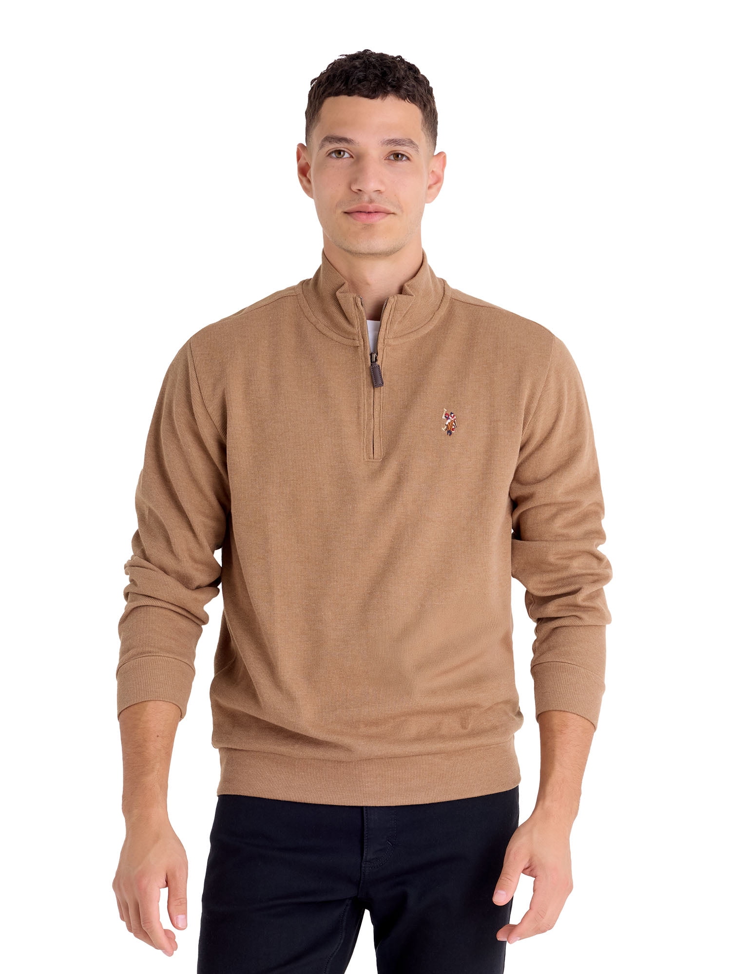 U.S. Polo Assn. Men's Quarter Zip Flatback - Walmart.com