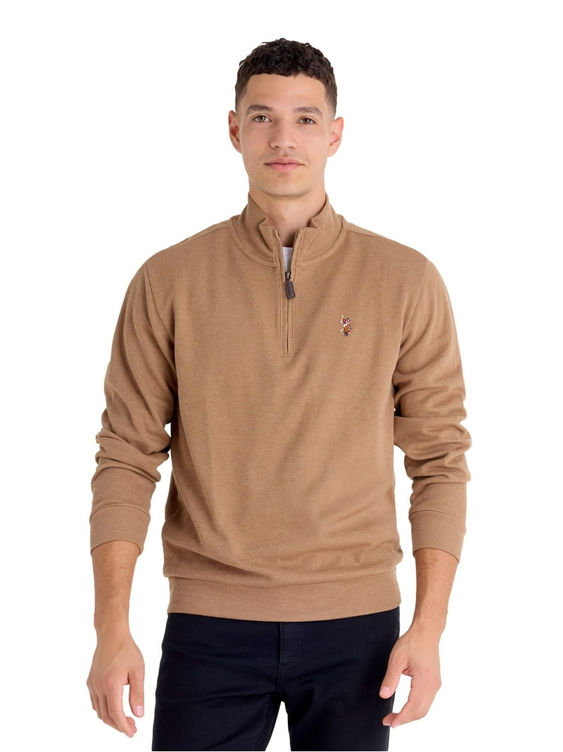 U.S. Polo Assn. Men's Quarter Zip Flatback - Walmart.com