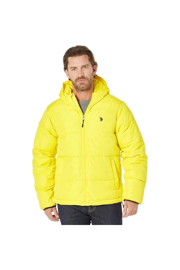 Men’s Rolled Padded Full-Zip Puffer Jacket, Yellow Pop, X-Large