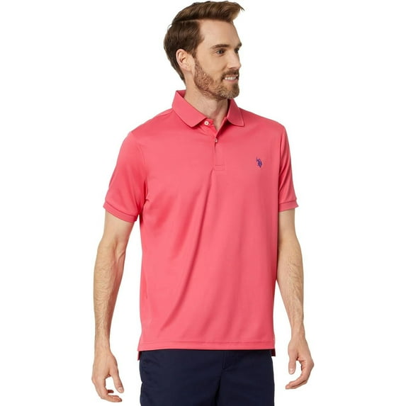 U.S. Polo Assn. Men's Short Sleeve Classic Fit Solid Stretch Performance Polo Shirt, Rouge Red, Small