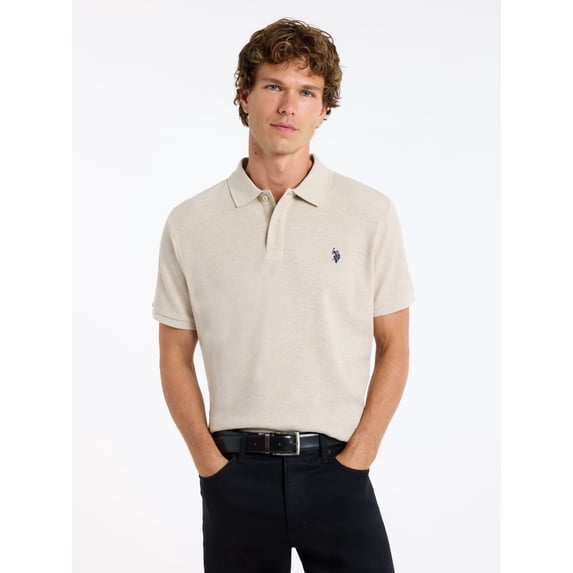 U.S. Polo Assn. Men's Short Sleeve Waffle Knit Thermal Polo Shirt