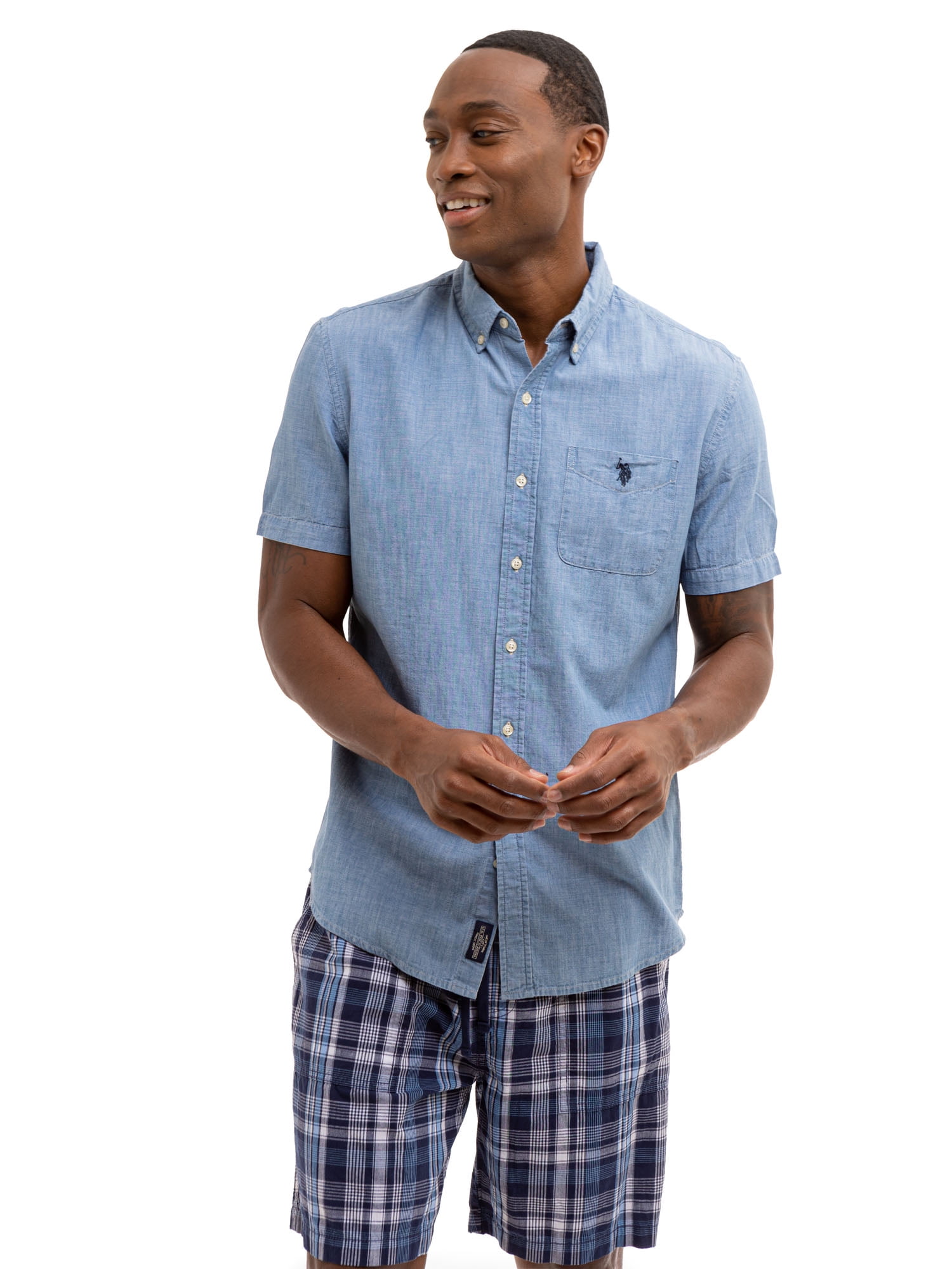 U.S. Polo Assn. Men's Short Sleeve Woven Shirt - Walmart.com