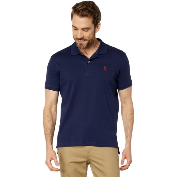 U.S. Polo Assn. Men's Slim Fit Interlock Polo Shirt, Classic Navy, Large