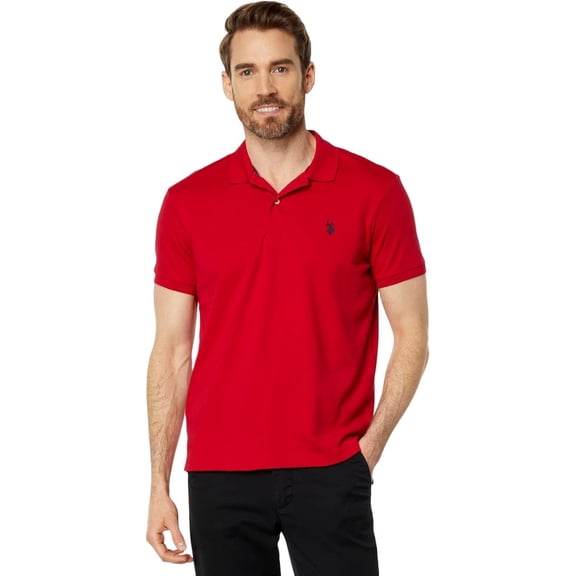 U.S. Polo Assn. Men's Slim Fit Interlock Polo Shirt, Engine Red, Small