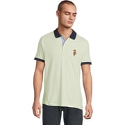 U.S. Polo Assn. Men's Slim Fit Multicolor Interlock Polo Shirt with Big Pony, Mint Tea, Medium