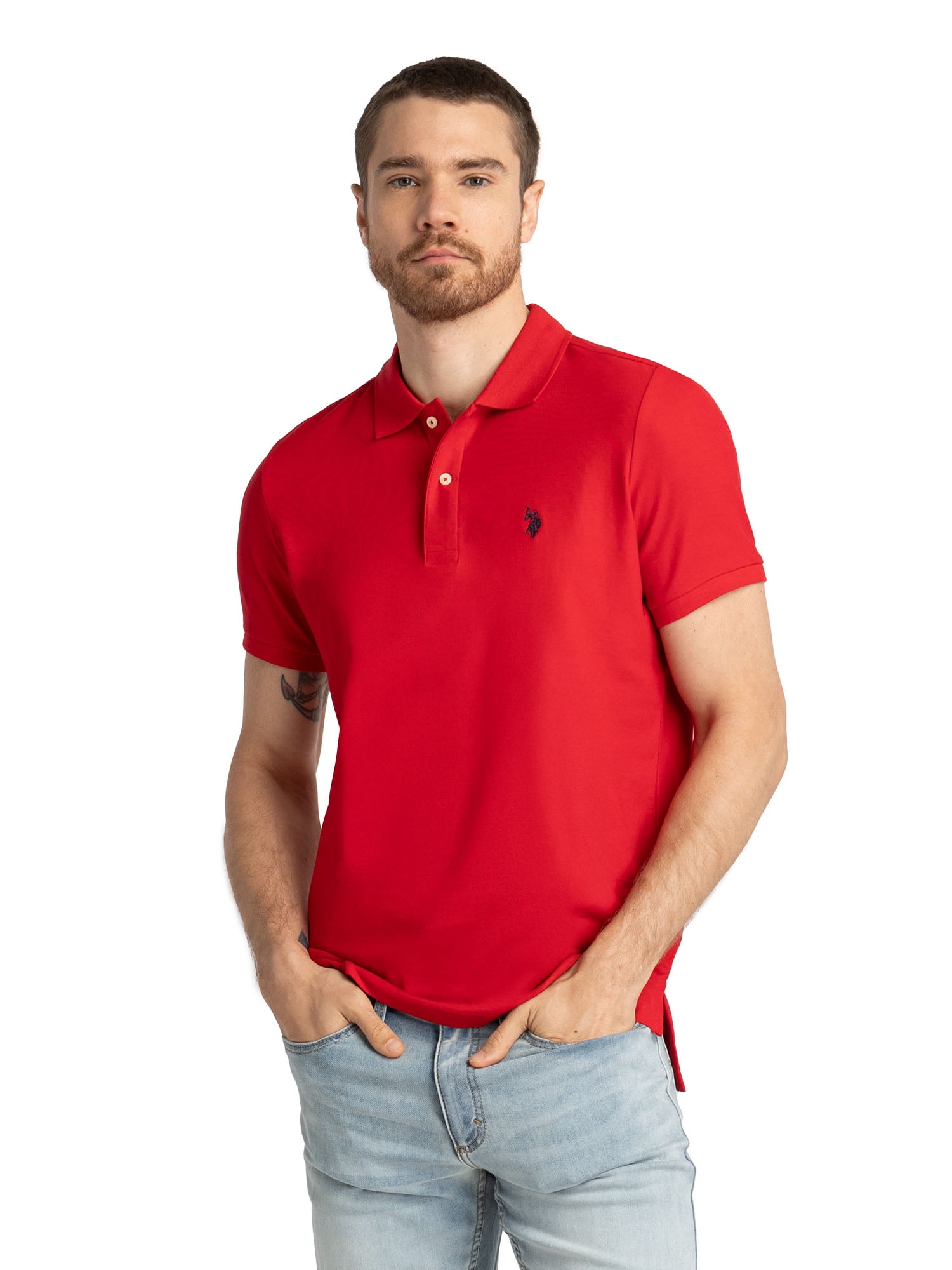 U.S. Polo Assn. Men's Slim Fit Pique Polo Shirt - Walmart.com