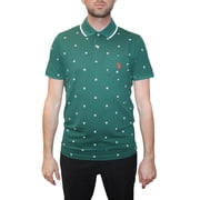U.S. Polo Assn. Mens Slim Fit Shield Print Short Sleeve Pique Polo Shirt, Kingston Green, Medium