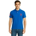 thumbnail image 1 of U.S. Polo Assn. Men's Slim Fit Short Sleeve Polo Shirt with Applique, Blue Raft/Engine Red, X-Large, 1 of 5