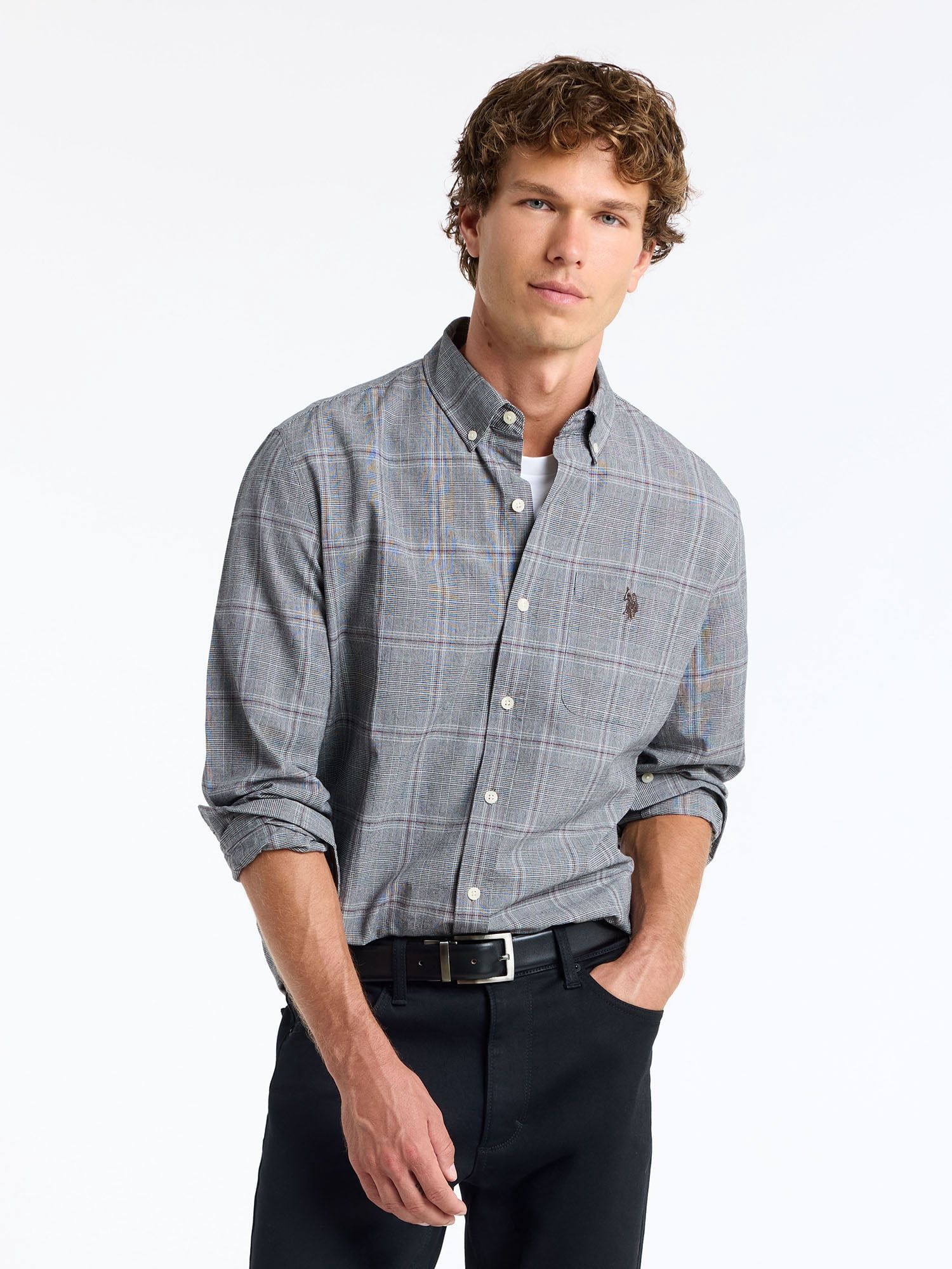 U.S. Polo Assn. Men's Soft Cotton Madras Button Down Shirt