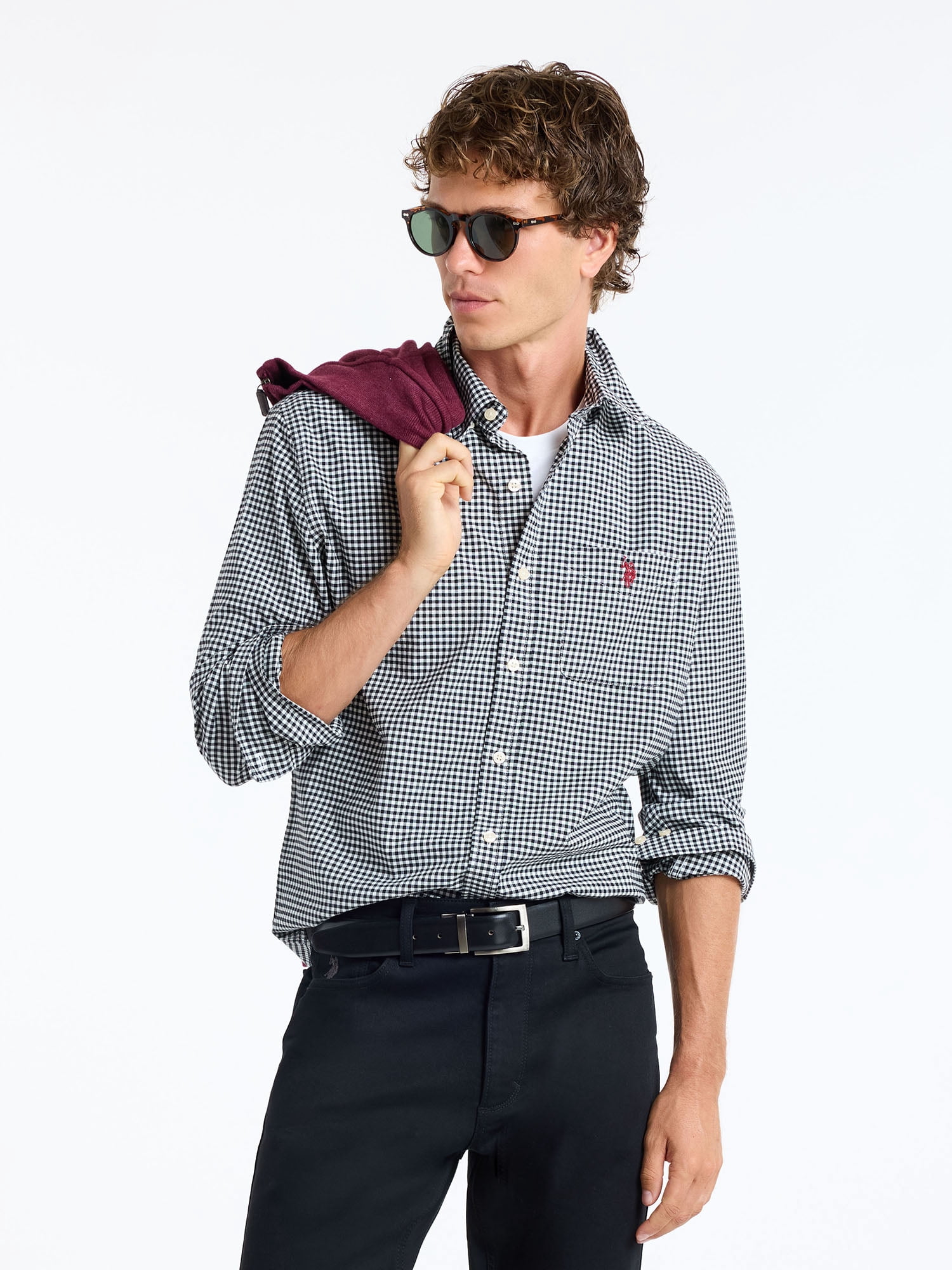 U.S. Polo Assn. Men's Soft Cotton Madras Button Down Shirt