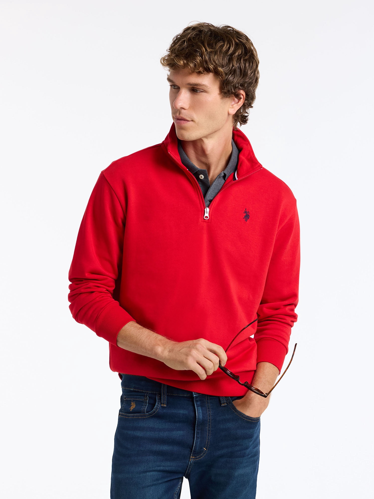 U.S. Polo Assn. Men's Soft French Terry Quarter Zip Pullover