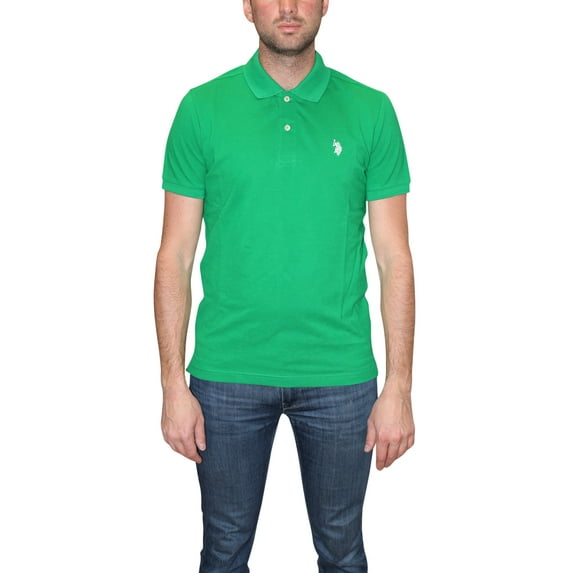 U.S. Polo Assn. Men's Solid Pique Polo With Small Pony Polo Shirt, Adventure Green, Large