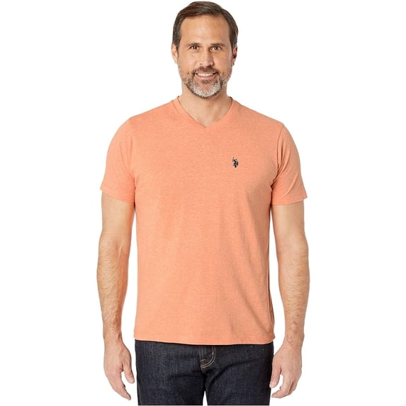 U.S. Polo Assn. Men's Solid V-Neck Short Sleeve T-Shirt, Sunrise Heather, XX-Large
