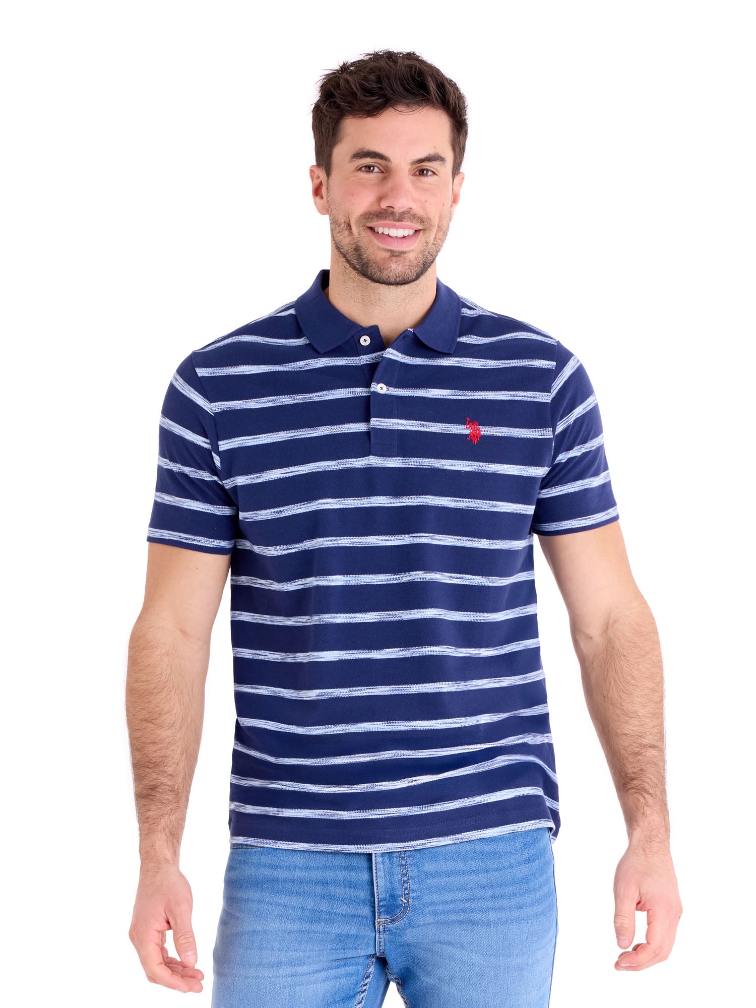 U.S. Polo Assn. Men's Stripe Pique Polo Shirt