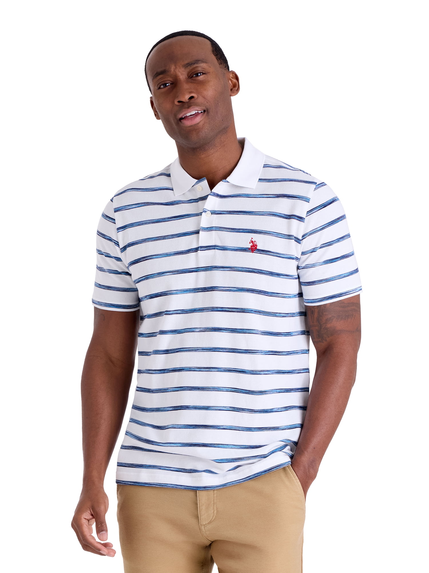 U.S. Polo Assn. Men's Stripe Pique Polo Shirt