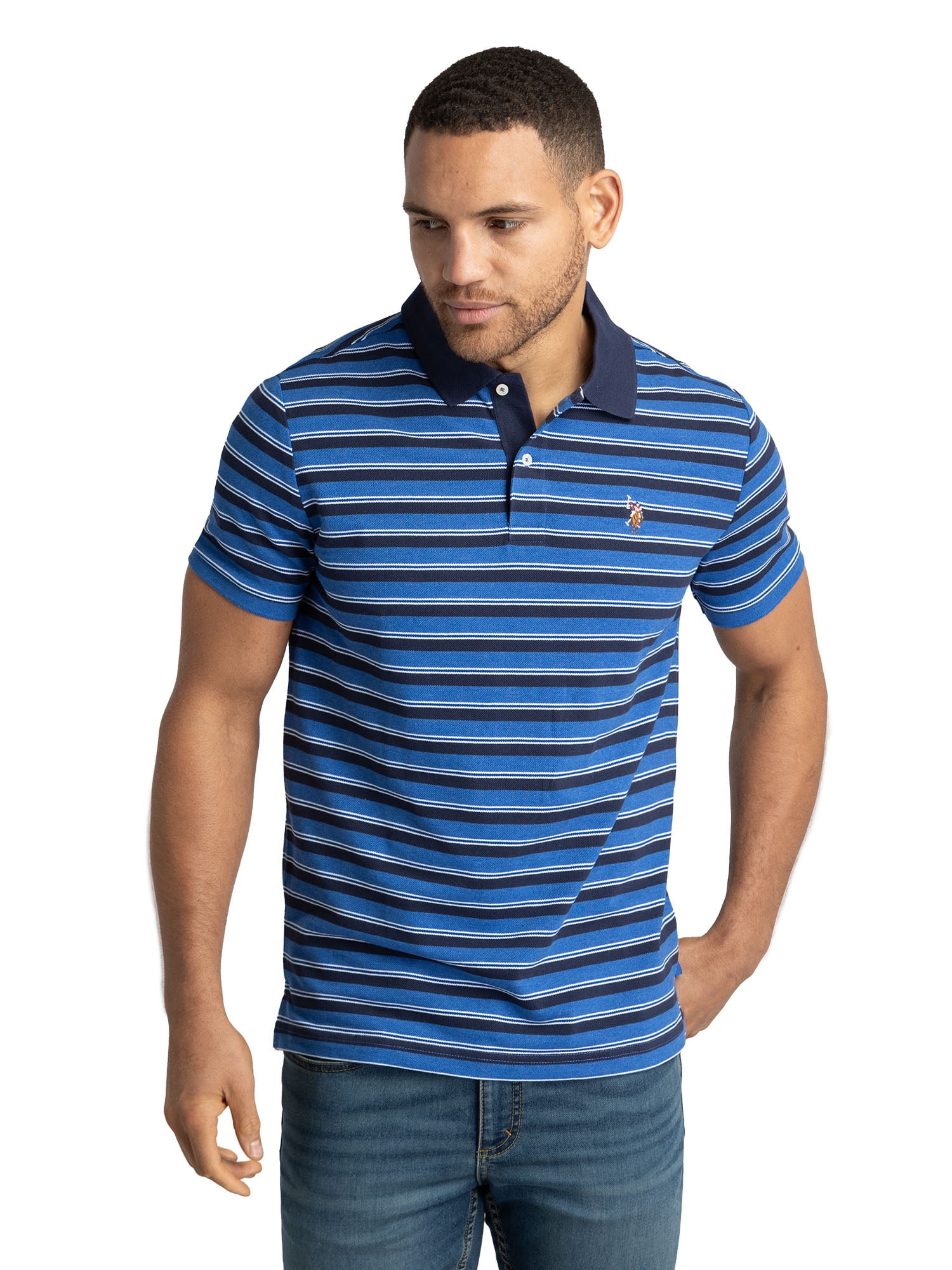 【SATUR】 Stripe Pique Polo T-Shirt / 追跡付 U.S. Polo Assn. Men's Stripe Pique Polo Shirt - Walmart.com