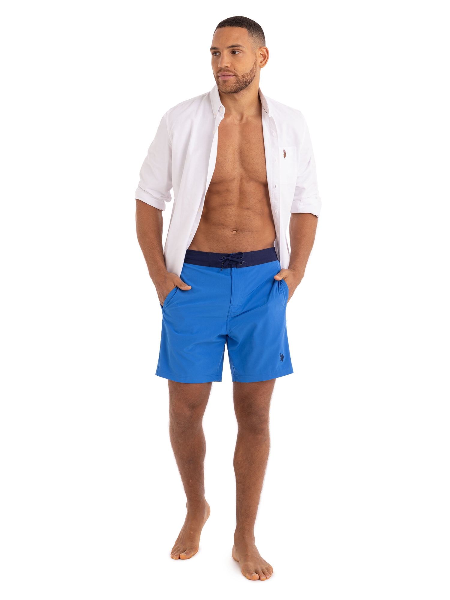 U.S. Polo Assn. Men's & Big Men's E-Board Swim Shorts with UPF50+, 7" Inseam, Sizes S-3XL
