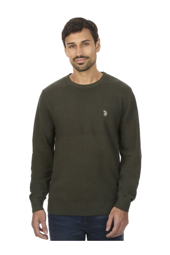 U.S. Polo Assn Men's Textured Chest Stripe Crew Neck Sweater