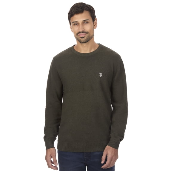 U.S. Polo Assn Men's Textured Chest Stripe Crew Neck Sweater