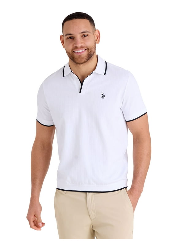 Men's Textured Knit Polo Shirt