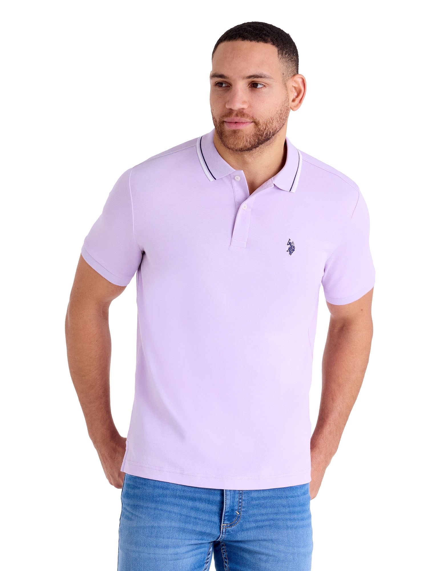 U.S. Polo Assn. Men's Classic Tipped Interlock Polo Shirt - Walmart.com