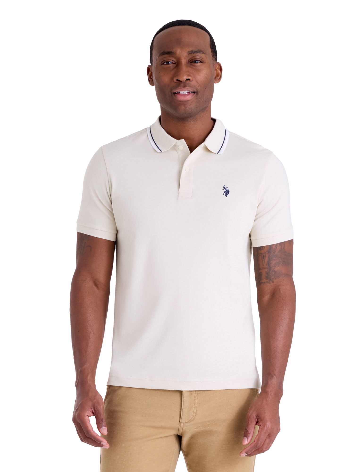 U.S. Polo Assn. Men's Classic Tipped Interlock Polo Shirt - Walmart.com
