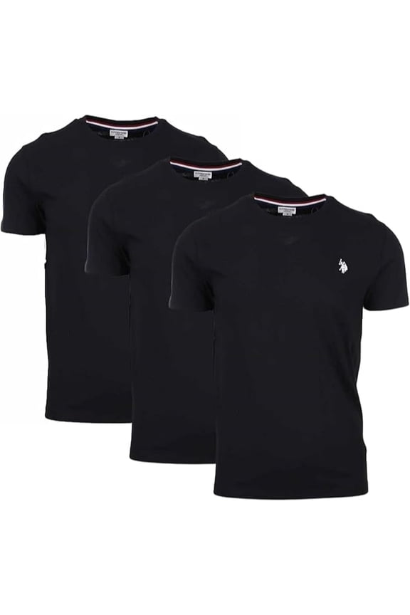Mens 3-Pack Cotton Short Sleeve Crewneck T-Shirt, Black, Large
