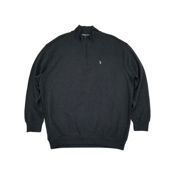 U.S. Polo Assn. Mens Big & Tall Black Quarter Zip Pullover Sweatshirt 3XLT