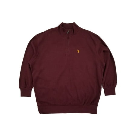 U.S. Polo Assn. Mens Big & Tall Burgundy Quarter Zip Pullover Sweatshirt LT