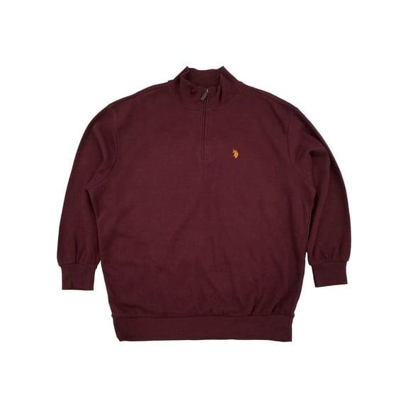 U.S. Polo Assn. Mens Big & Tall Burgundy Quarter Zip Pullover Sweatshirt XLT