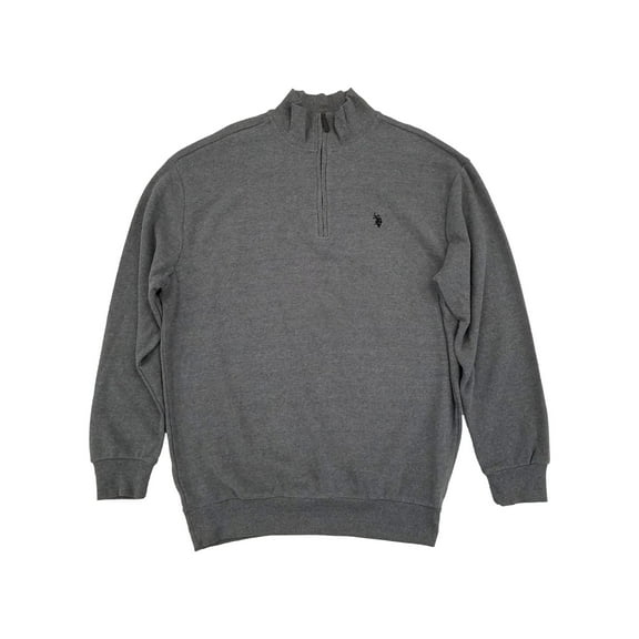 U.S. Polo Assn. Mens Big & Tall Gray Quarter Zip Pullover Sweatshirt XLT