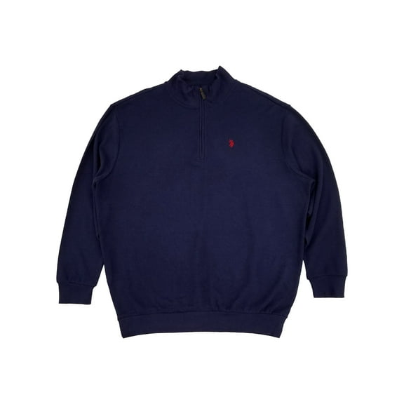U.S. Polo Assn. Mens Big & Tall Navy Blue Quarter Zip Pullover Sweatshirt LT