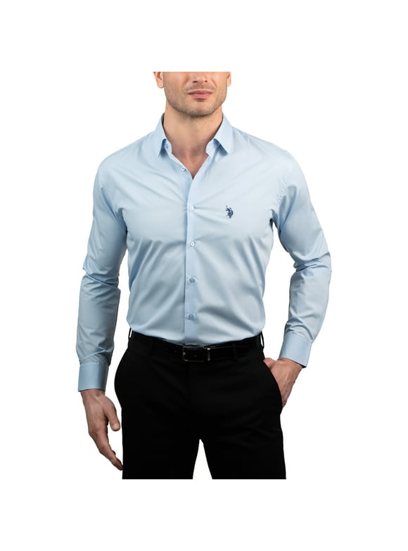 Mens Dress Shirt Regular Fit Long Sleeve Button Down