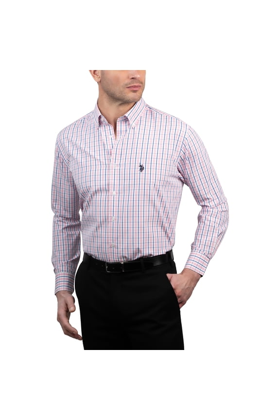 Mens Dress Shirt Regular Fit Long Sleeve Button Down