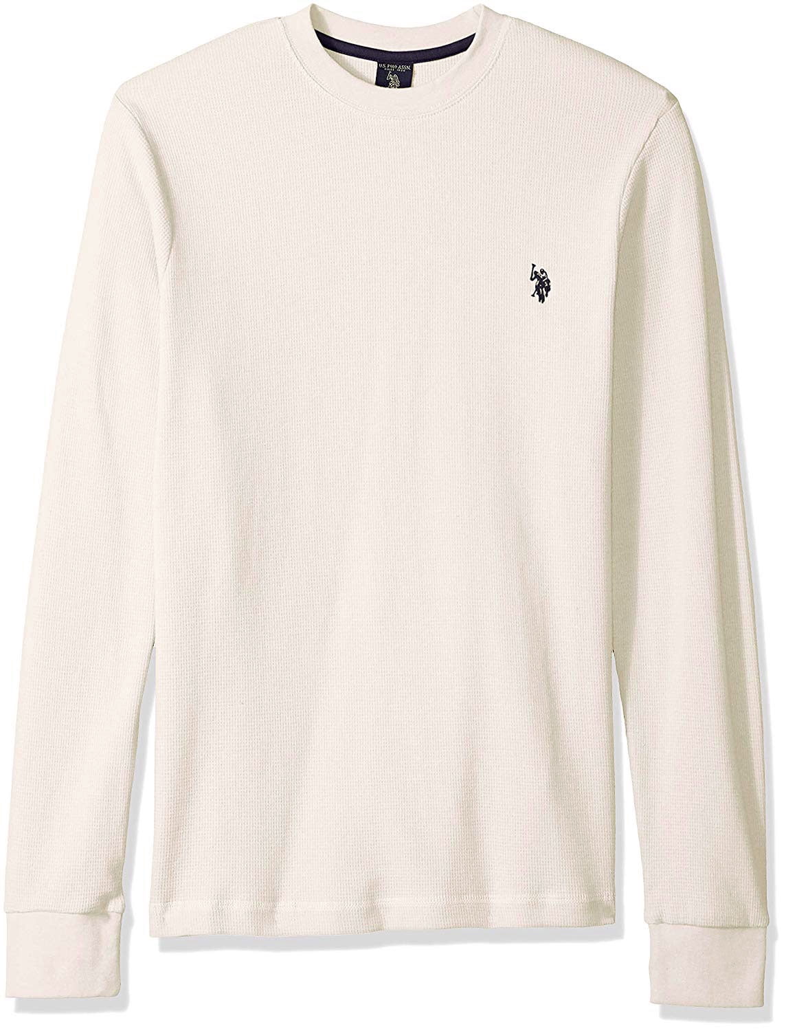U.S. Polo Assn. Mens Long Sleeve Crew Neck Thermal Shirt, White Winter, M