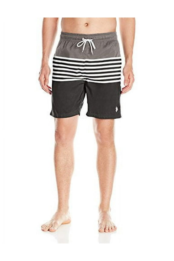 Mens Peached Microfiber Swim Short, 4686-Black, XL