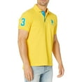 thumbnail image 1 of U.S. Polo Assn. Mens Slim Fit Short Sleeve Polo Shirt with Applique, Dandelion, Large, 1 of 2