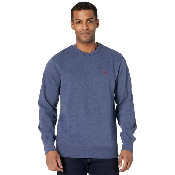 U.S. Polo Assn. Pop Over Crew Neck Fleece Rinse Blue Heather SM