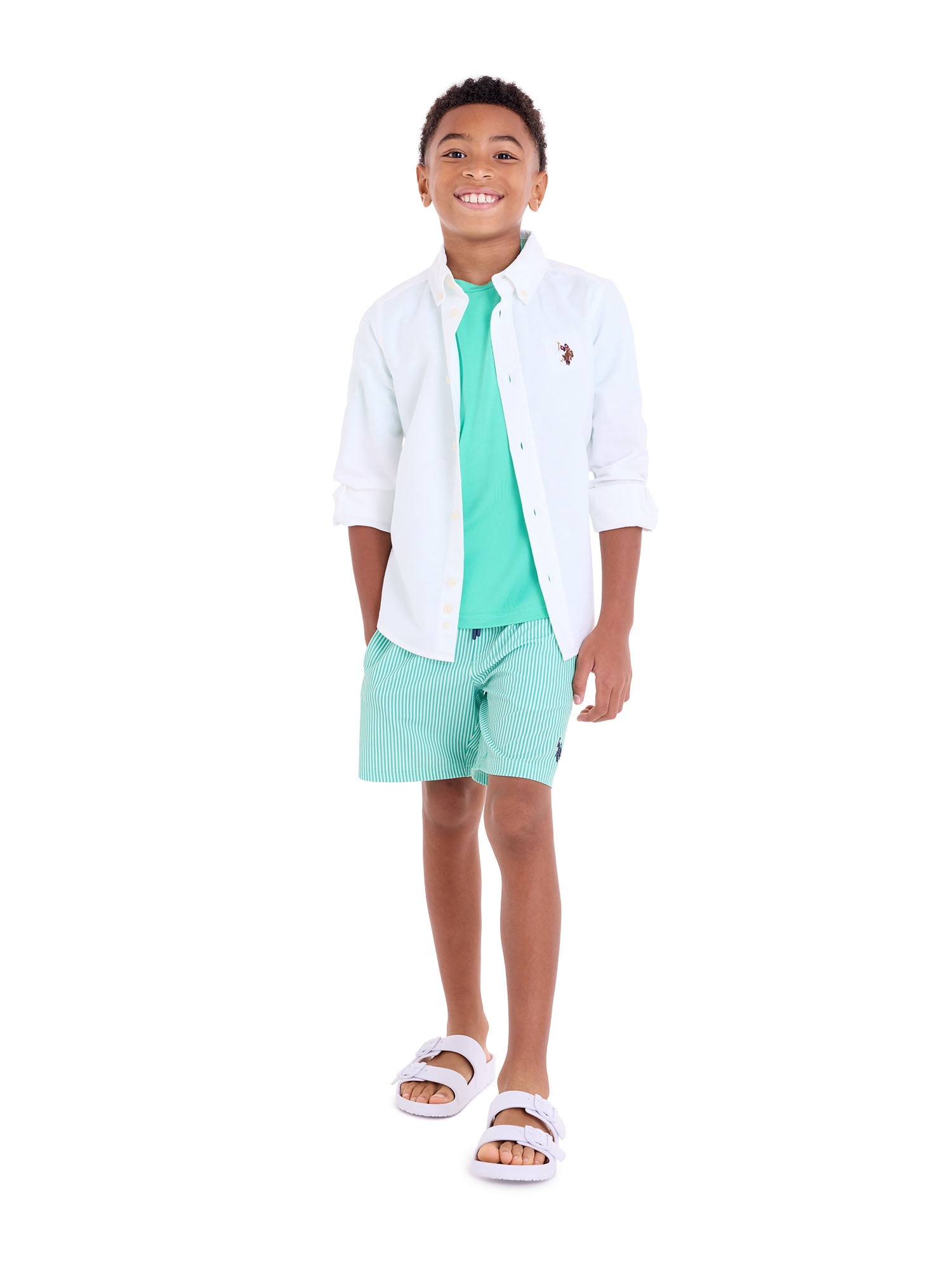 U.S. Polo Assn. Seersucker Stripe Swim Short, Sizes 4-18