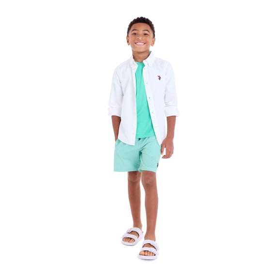 U.S Polo Assn. Seersucker Stripe Swim Short, Sizes 4-18