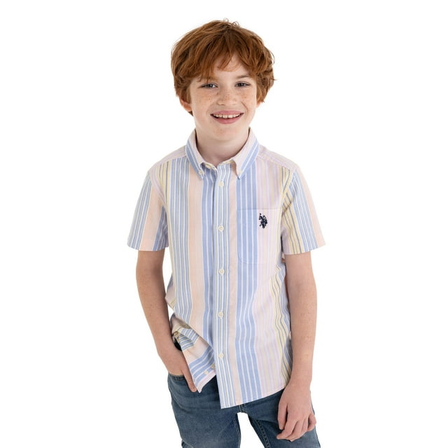 U.S. Polo Assn. Short Sleeve Button-Up Oxford Shirt for Boys, Sizes 4-18