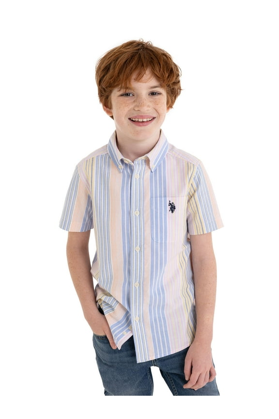 Short Sleeve Button-Up Oxford Shirt for Boys, Sizes 4-18