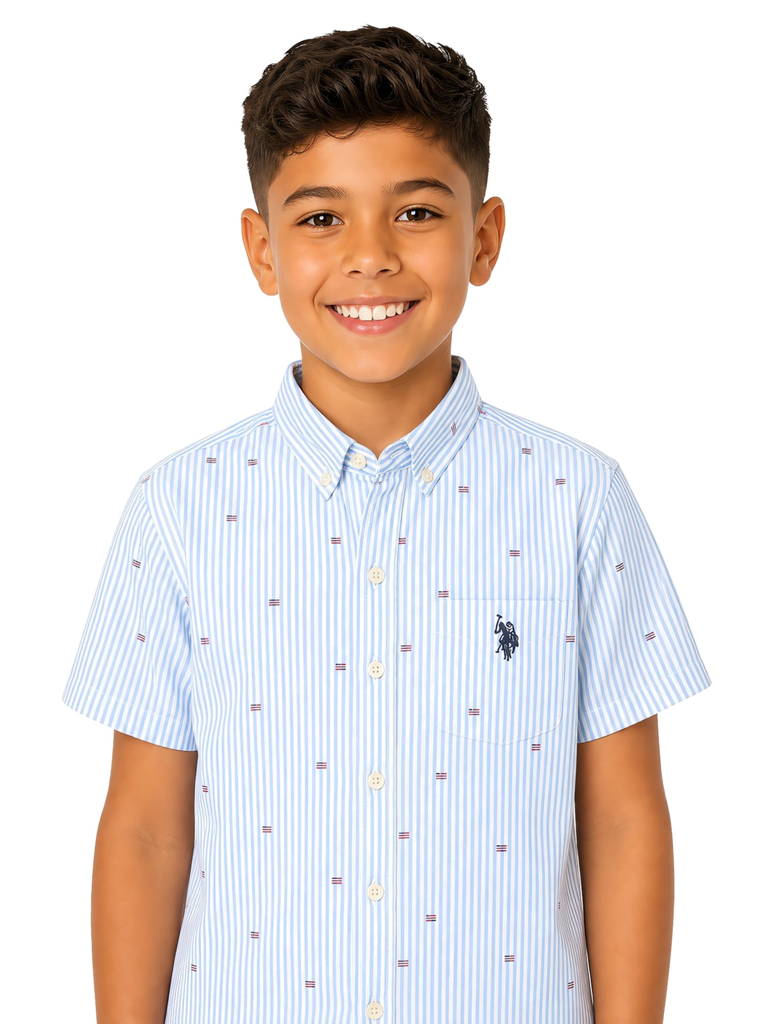 U.S. Polo Assn. Short Sleeve Button-Up Shirt for Boys, Size 4-18