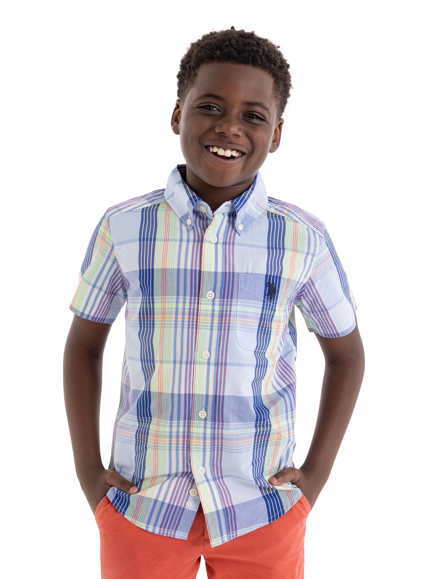 U.S. Polo Assn. Short Sleeve Button-Up Shirt for Boys, Sizes 4-18