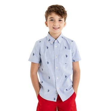 U.S. Polo Assn. Short Sleeve Button-Up Shirt for Boys, Sizes 4-18
